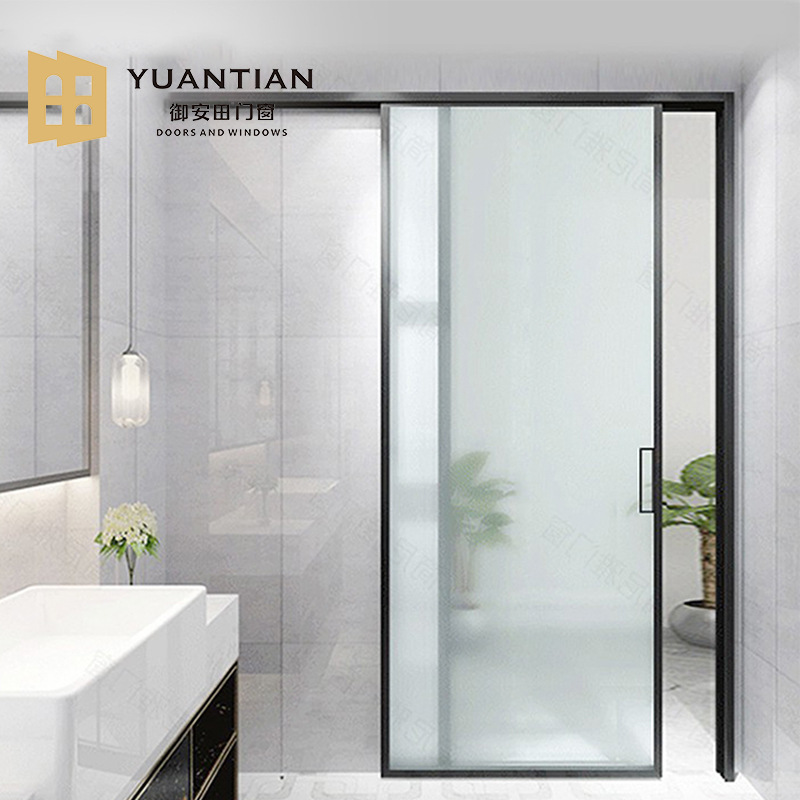 极窄铝合金单轨吊趟门 单扇卫生间推拉门 室内厨房厕所玻璃平移门