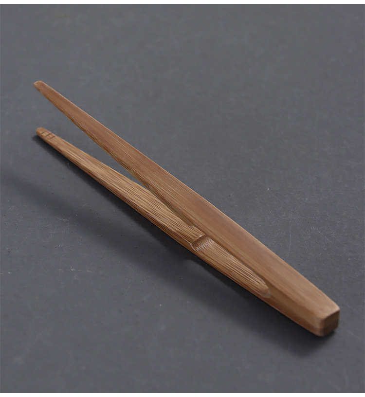 手工雕刻竹制茶夹创意茶道零配 竹夹子碳化防滑竹夹茶具配件批发