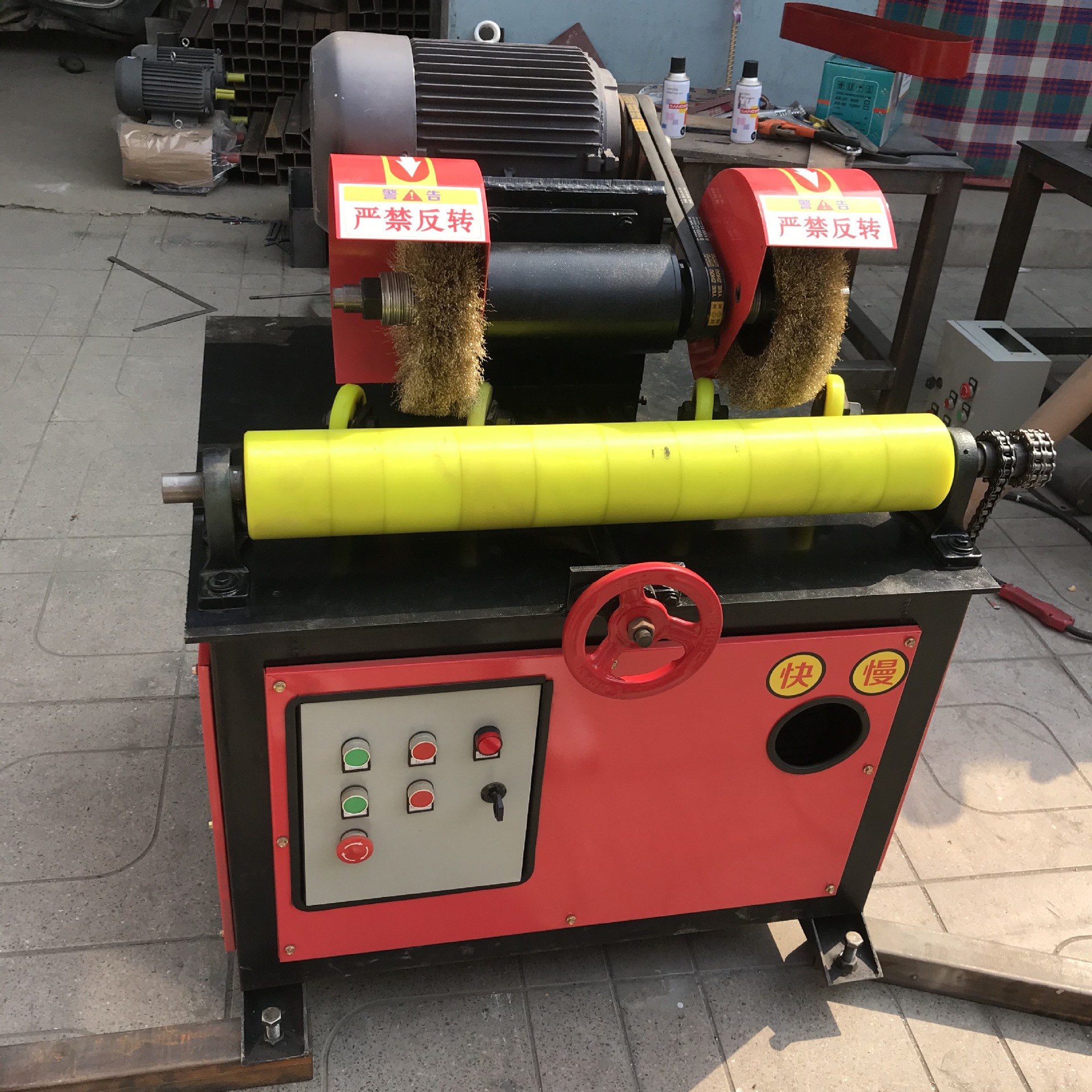 钢管除锈抛光机 圆管除锈抛光机 燃气管道除锈机 布轮抛光机