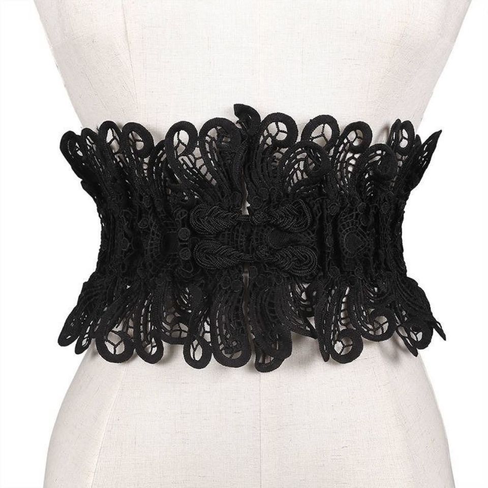 腰带女士装饰韩版百搭超宽连衣裙腰封学生弹力新款蕾丝镂空束腰带