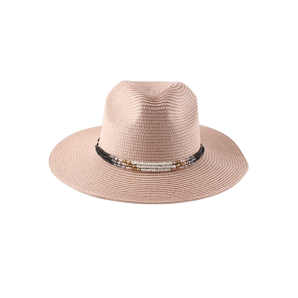 Amazon EBay Beige Chic Pearl Flat Edge Jazz Top Hat Women's Spring and Summer New Seaside Beach Sun Protection Sun Hat