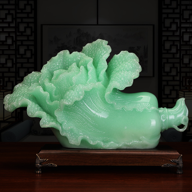 厂家直销百财如意白菜冰玉石摆件家居客厅装饰品礼品批发