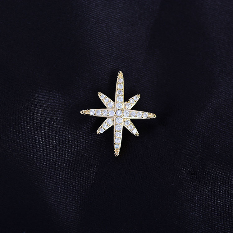 时尚八芒星小领针个性百搭男士胸针可爱迷你防走光扣ins风