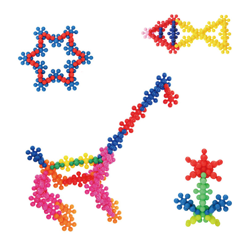 儿童创意桌面拼装智力早教玩具 百变拼装梅花积木60pc