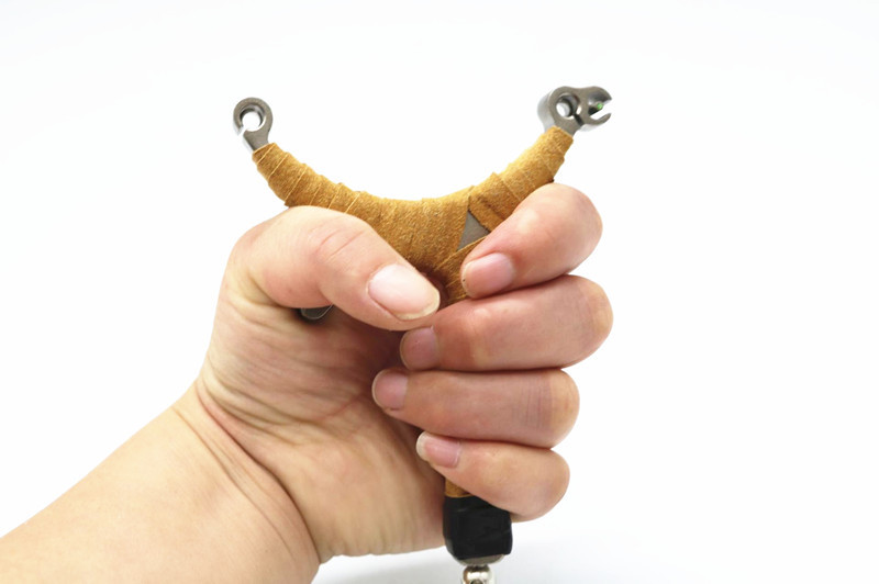 歪把子单卡打鱼一把抓卡球单股圆皮高精度304不锈钢铁手扁皮弹弓