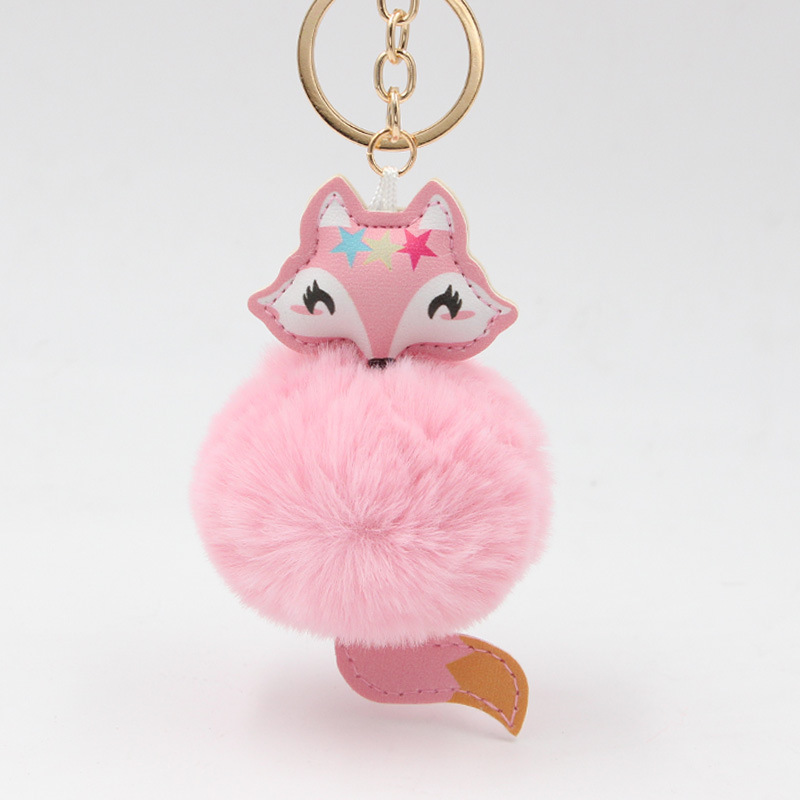 koorol小狐狸毛球钥匙扣挂件狐狸毛球钥匙扣包包毛绒挂饰狐狸公仔