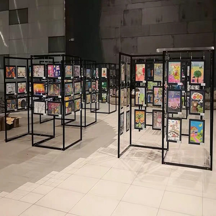 儿童画展架移动拆卸书画展板黑色书法绘画作品展示架无框摄影挂架