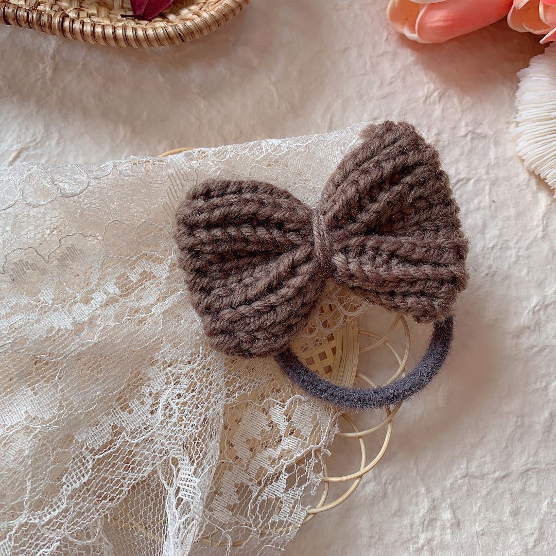 网红ins秋冬新款手工编织毛线蝴蝶结发绳韩版可爱少女头绳发饰