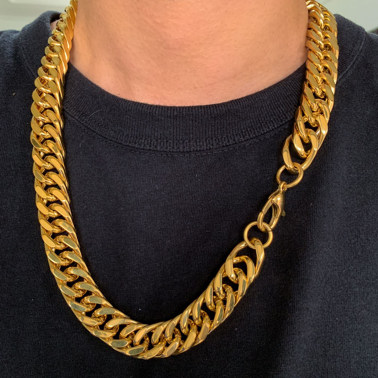 欧美不锈钢跨境嘻哈配饰饰品 男士大金链霸气夸张迈阿密古巴项链