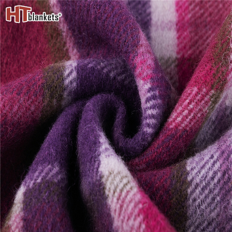 Winter Purple Plaid Scarf Thickened Tassel Women's Shawl Scarf Office Lunch Break Nap Blanket