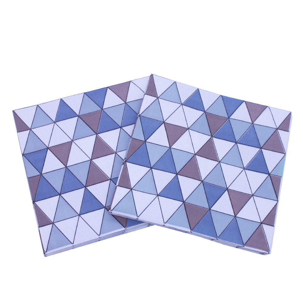 【现货】新款大理石图案餐巾纸彩色印花三角形砖派对纸巾餐厅装饰