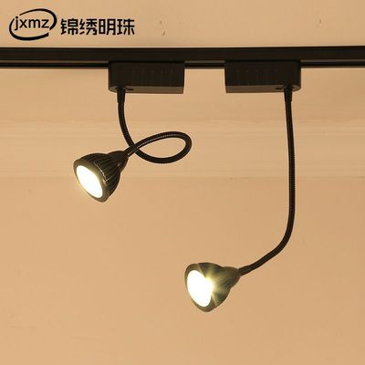 led加长软管明装轨道射灯cob吸顶3w5w7w床头壁灯背景墙万向导轨灯