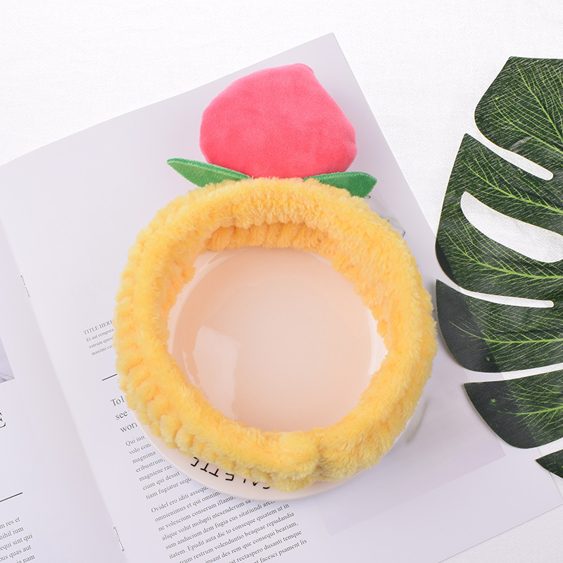 Cross-Border New Arrival Simple Headband Plush Elastic Peach Fruit Face Wash Headband Creative Style Headband Factory Wholesale