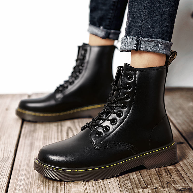 秋季男鞋皮靴男士骑士靴机车男靴马丁靴高帮潮鞋百搭工装黑色男靴