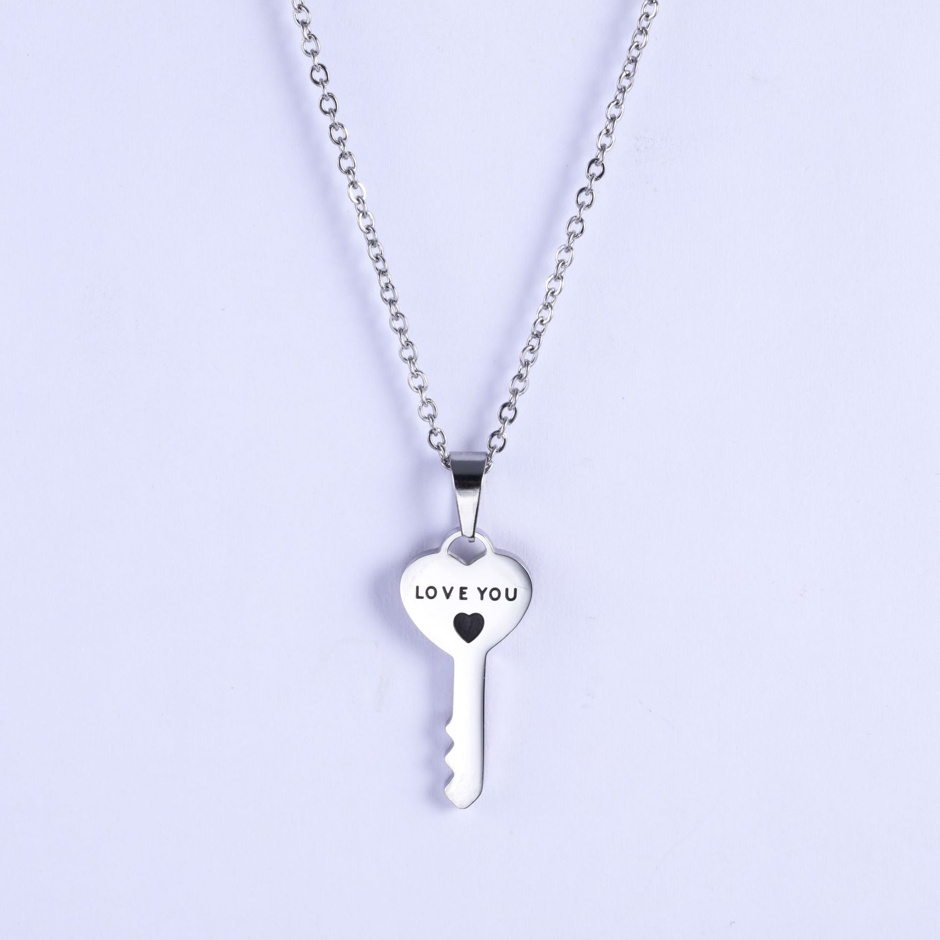 情侣项链爱心钥匙项链情侣款心形项链一对拼接男女情人节