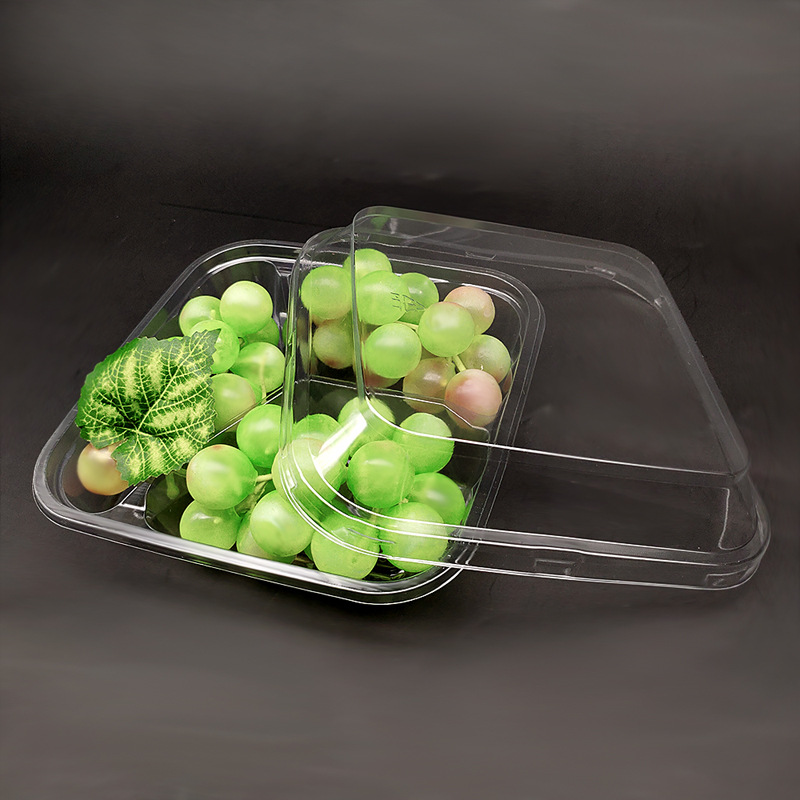 s01方形三分格透明水果盒pet一次性果切盒 超市一次性水果包装盒