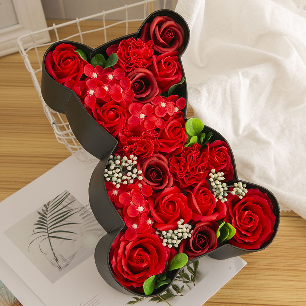 Valentine's Day Gift Rose Soap Flower Bear Gift Box Girlfriend Birthday and Holiday Christmas Creative Gift