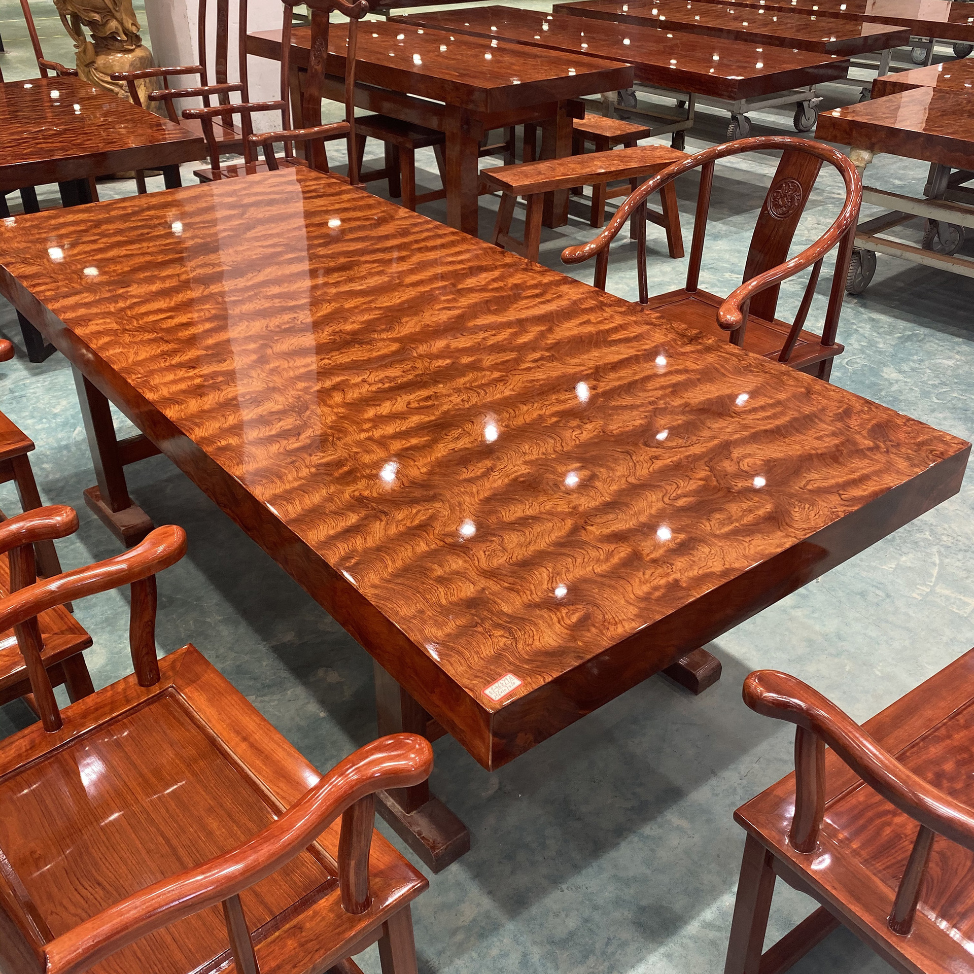 巴花大板实木原木红木家具老板办公会议茶桌茶台巴西缅甸花梨餐桌