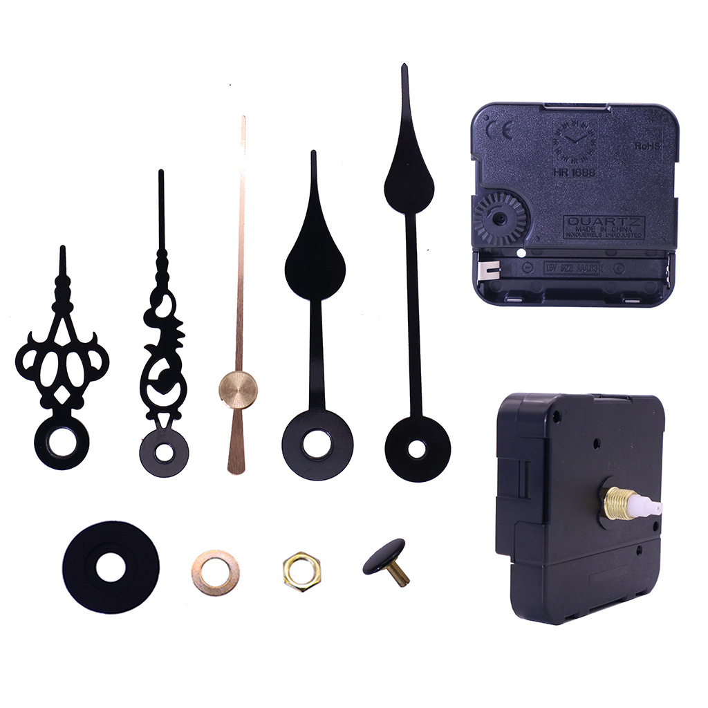 跨境热销diy钟表配件十字绣挂钟机芯2套金属钟针石英钟机芯