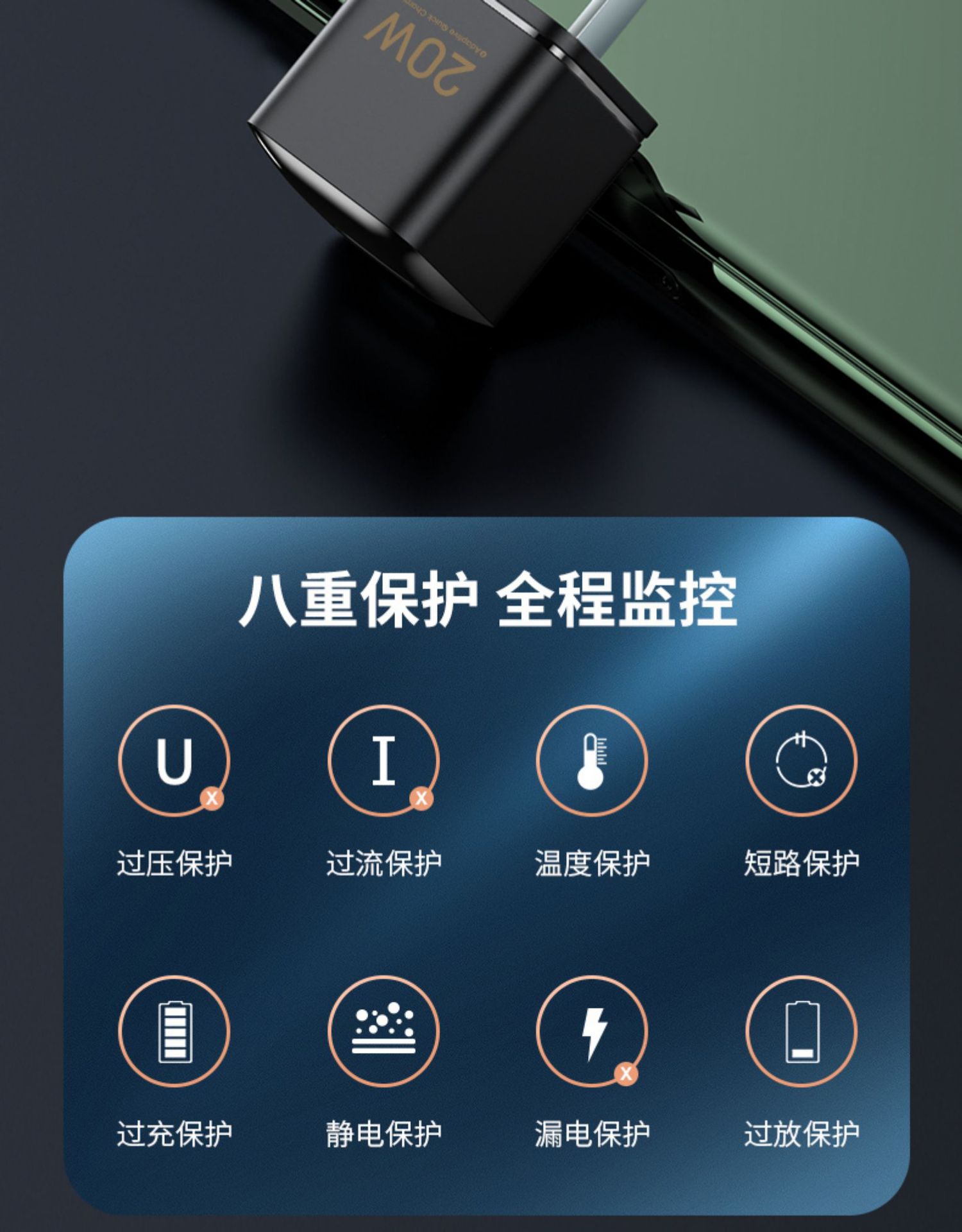 品胜pd20w双口快充头适用苹果12promax手机充电器头闪充ipad华为