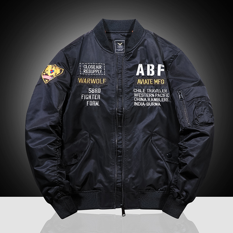 【加棉/薄】工装夹克新款空军ma1飞行员夹克男刺绣棒球服大码外套