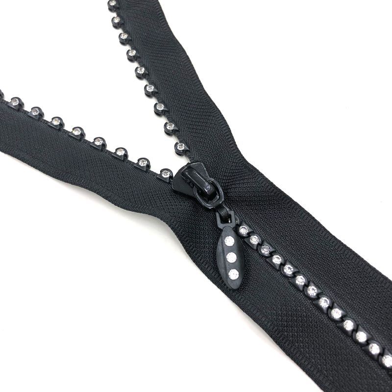 钻石拉链 5号单排a钻闭尾拉链 彩钻拉链开尾钻石拉链服装拉链厂家