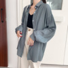 [Ovann] 6813 temperament Silk sliding Fabric Easy Long sleeve shirt 2023 Spring Korean Edition shirt jacket