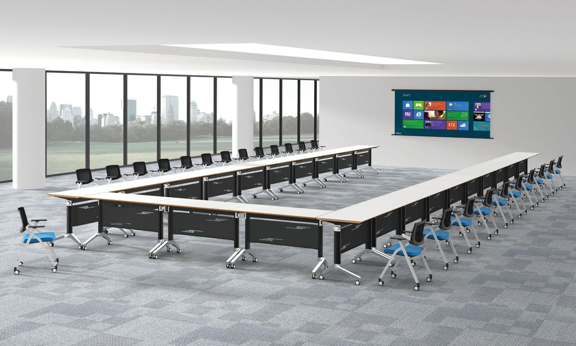 条形组合培训桌折叠移动扇形拼接台多功能高校会议培训课桌可定制