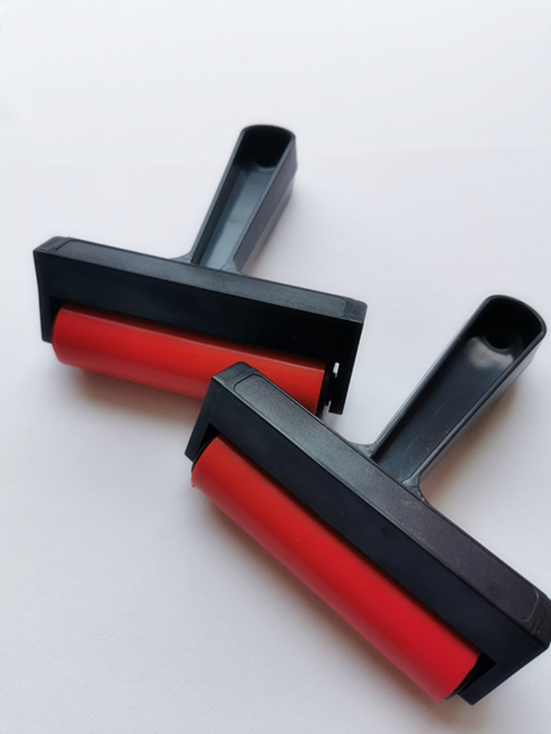 版画滚筒胶辊红色10cm塑料滚筒 钻石画工具套装油墨胶筒