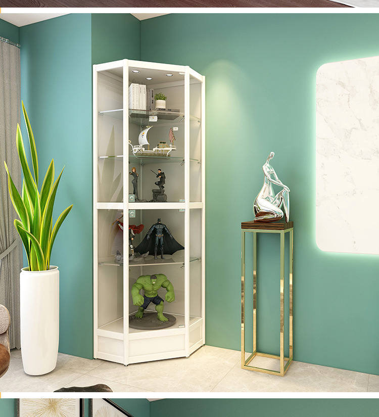 手办墙角转角柜展示古董玉器化妆礼品乐高模型玻璃柜拐角收纳柜