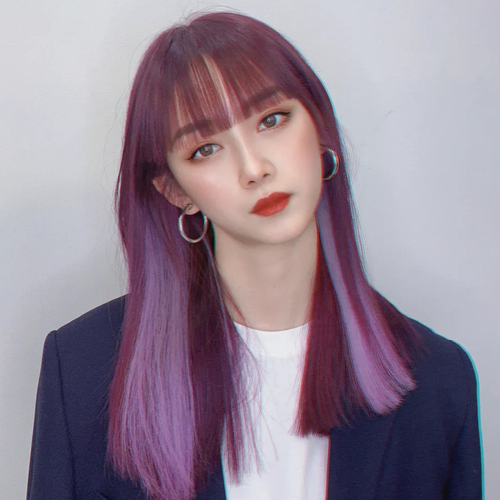 现货网红直播货源挑耳染可烫卷剪假发片彩色渐变一片式直发接发片