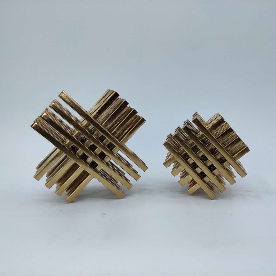 现代简约创意轻奢样板房家居客厅电视柜书房装饰品金属井字形摆件