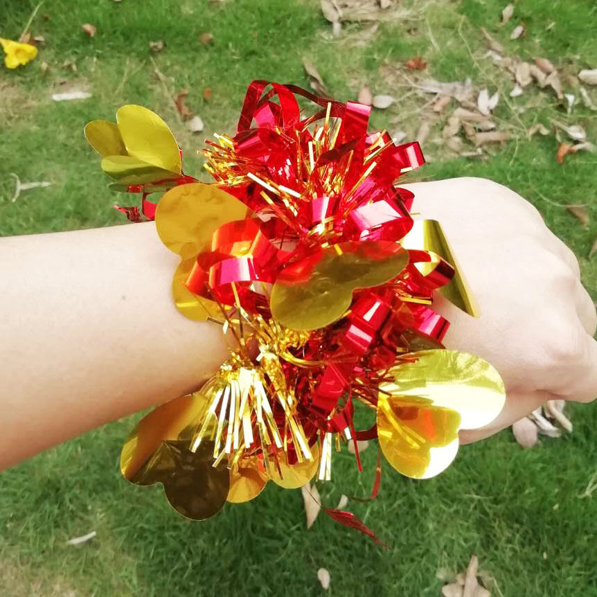 六一幼儿园儿童跳舞蹈手花 手环广场舞道具 表演出亮片皮筋手腕花