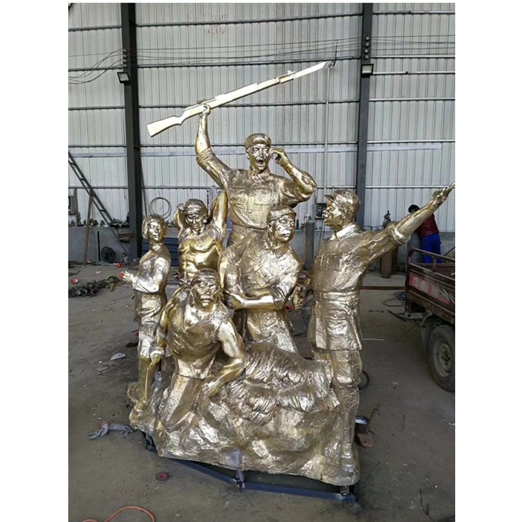 黄铜人物像 八路军英雄王来法铜像制作厂家河北天顺雕塑