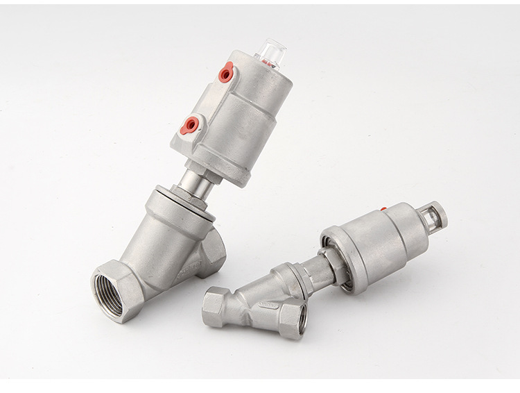 气动角座阀304不锈钢快装高温蒸汽阀y型内丝螺纹气动阀dn25角座阀