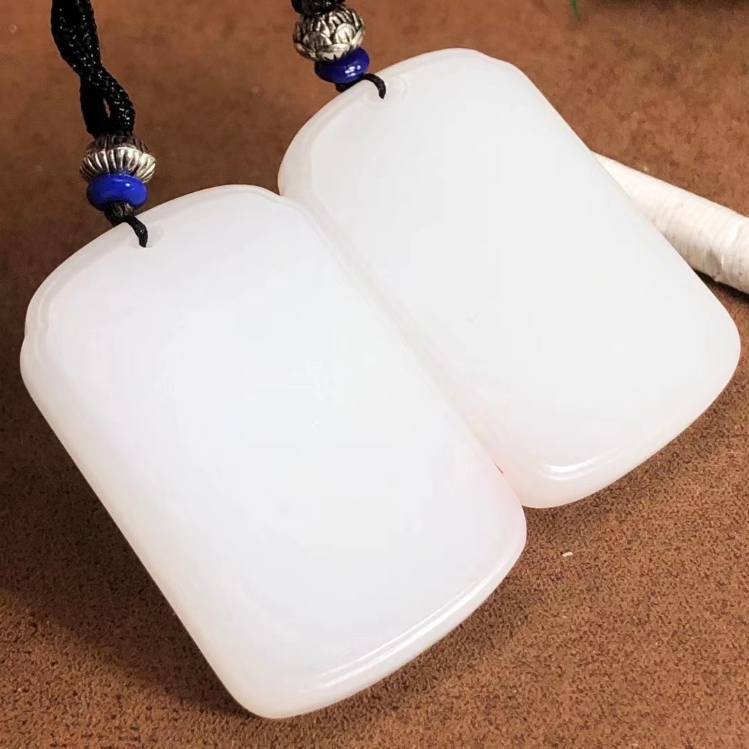 和田玉镯心料平安对牌脂白和田玉籽料国家级工美大师雕厂家批发