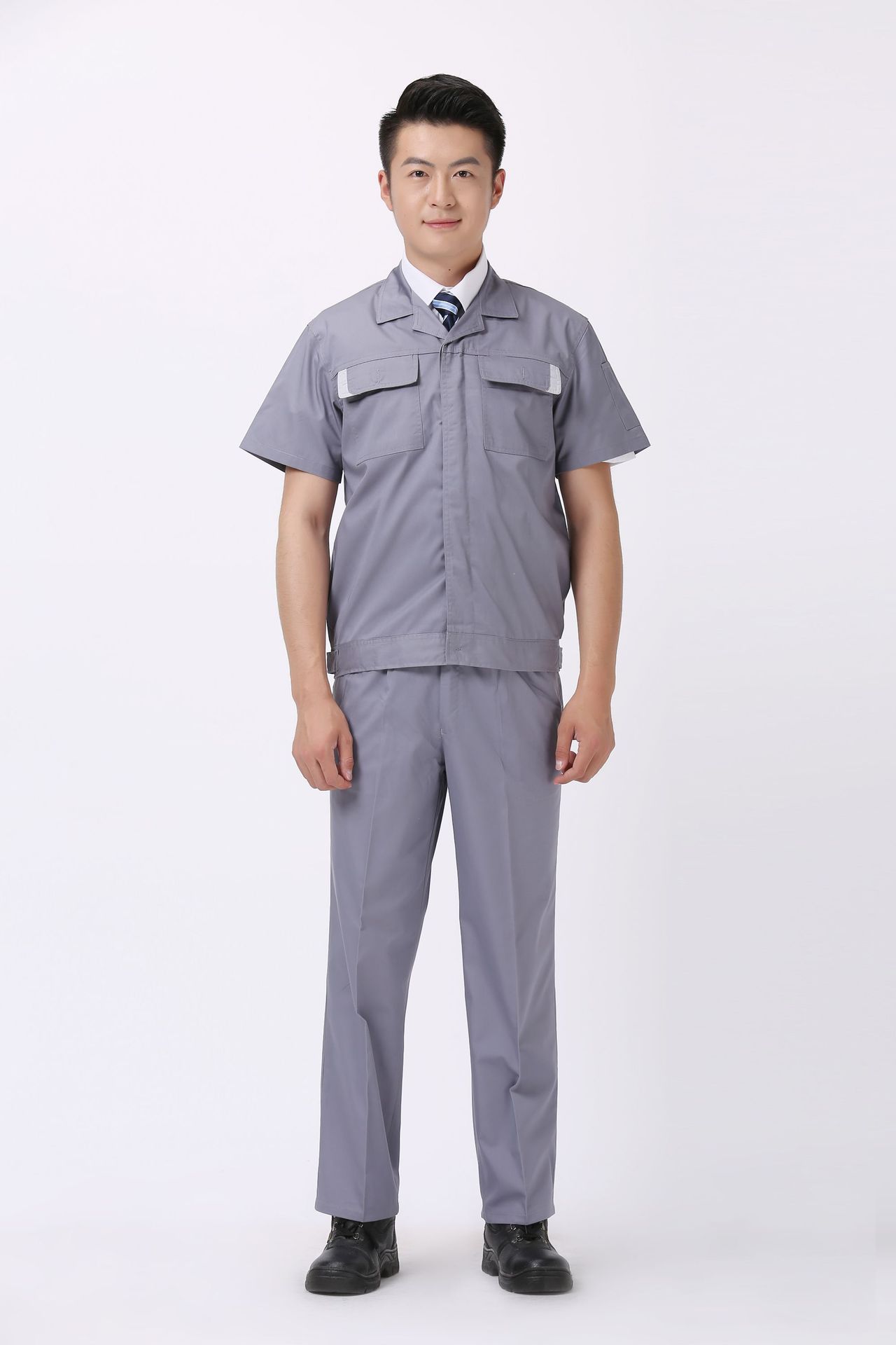 夏季短袖工作服套装男士汽修服半袖劳保工装车间企业团体厂服春秋季