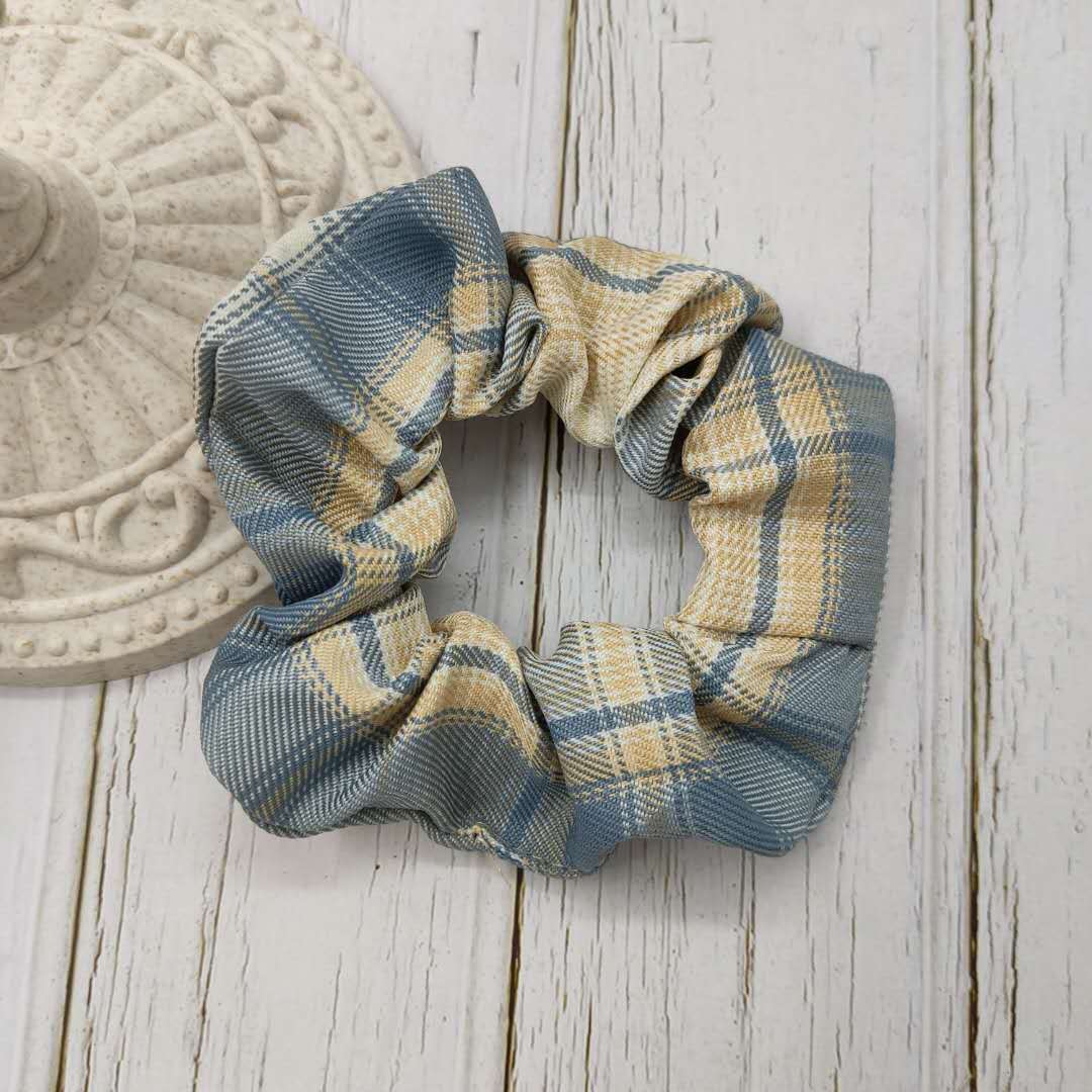 格子大肠发圈jk制服面料ins韩系少女大肠圈发饰品橡皮筋扎头发