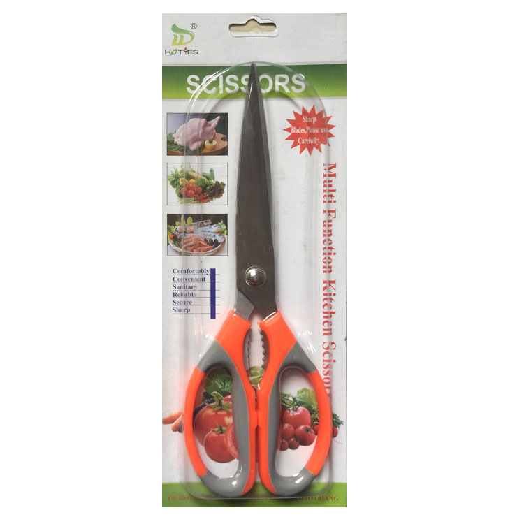 Supply 10-Inch Two-Color Multi-Functional Household Kitchen Scissors Stainless Steel Scissor HY-5003A Black Orange