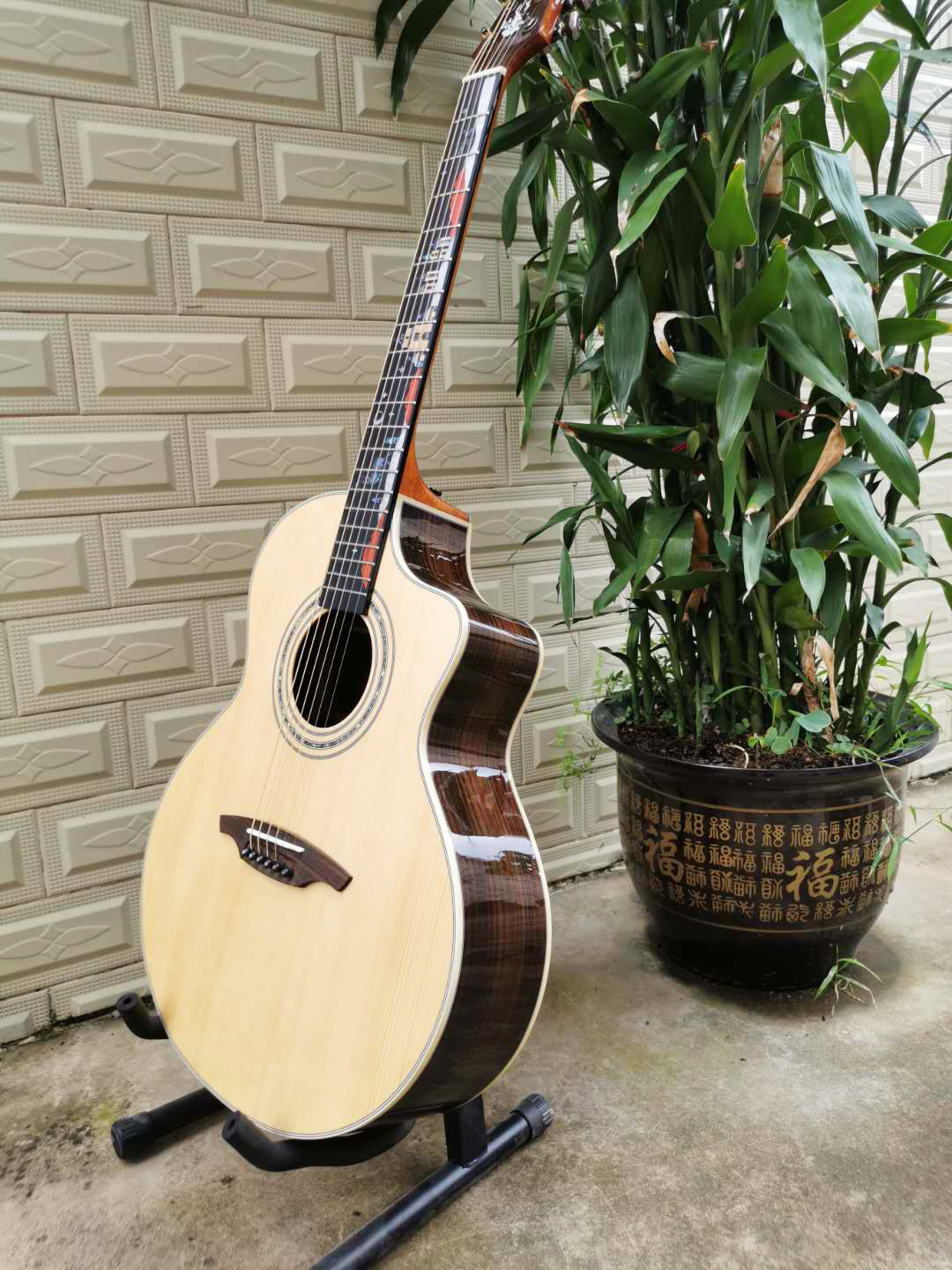 面单吉他41寸jf桶吉他单板无标贴牌定制民谣吉他云杉玫瑰木乐器