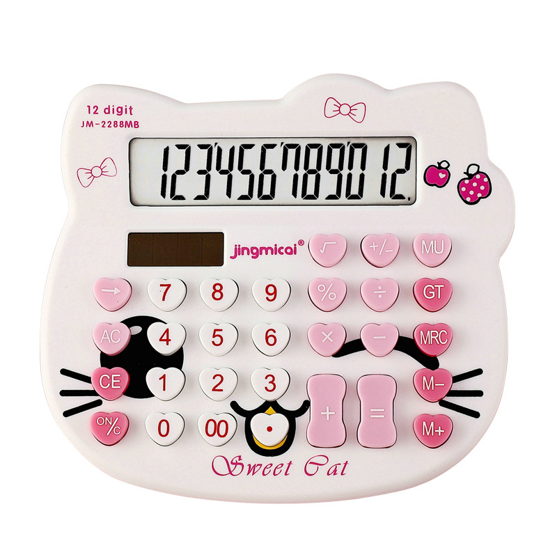 Kt2288 Cat Calculator Pink Girl Jingmicai Solar Korean Cat Head Computer