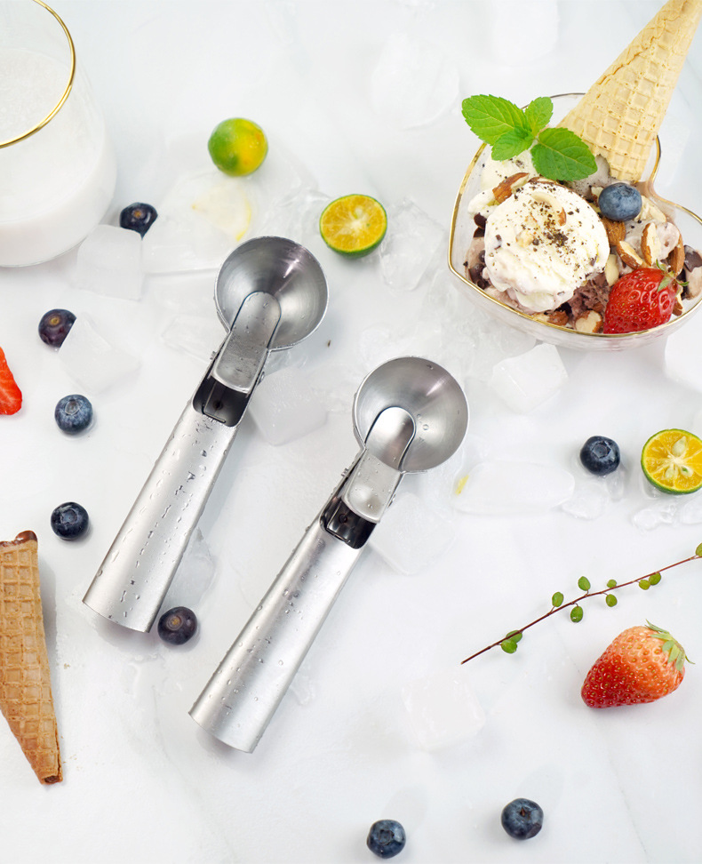 亚马逊7寸不锈钢雪糕勺 打冰激凌勺冰淇淋球勺挖球打球器 直径5cm