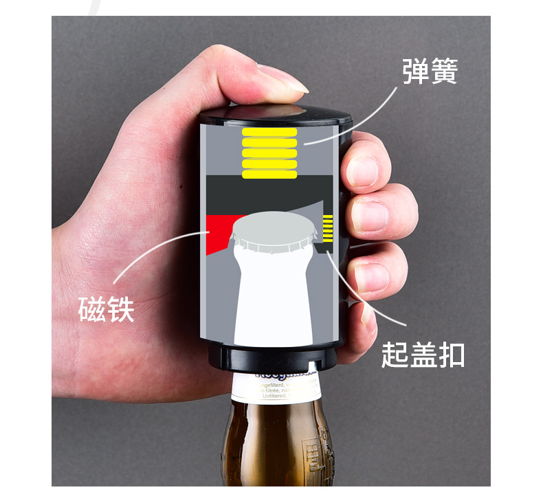 啤酒开瓶器按压式起子无痕啤酒起瓶开盖创意抖音启瓶器酒吧赠品