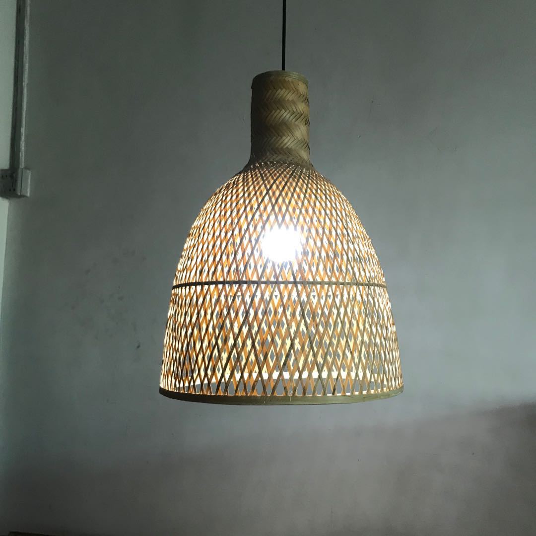 茶楼阳台灯笼榻榻米竹编竹灯手工编织竹篾酒杯灯罩复古餐厅吊灯