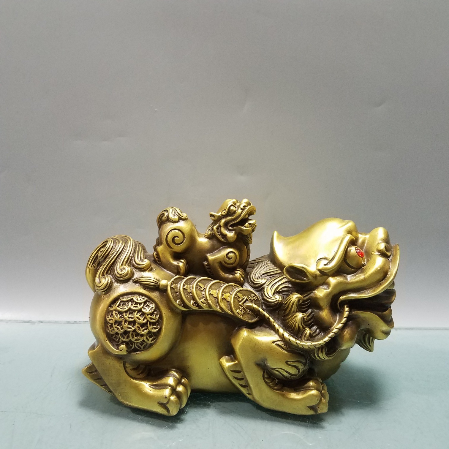 黄铜貔貅摆件一对皮丘黄铜貔貅黄铜摆件黄铜器金属工艺品黄铜器