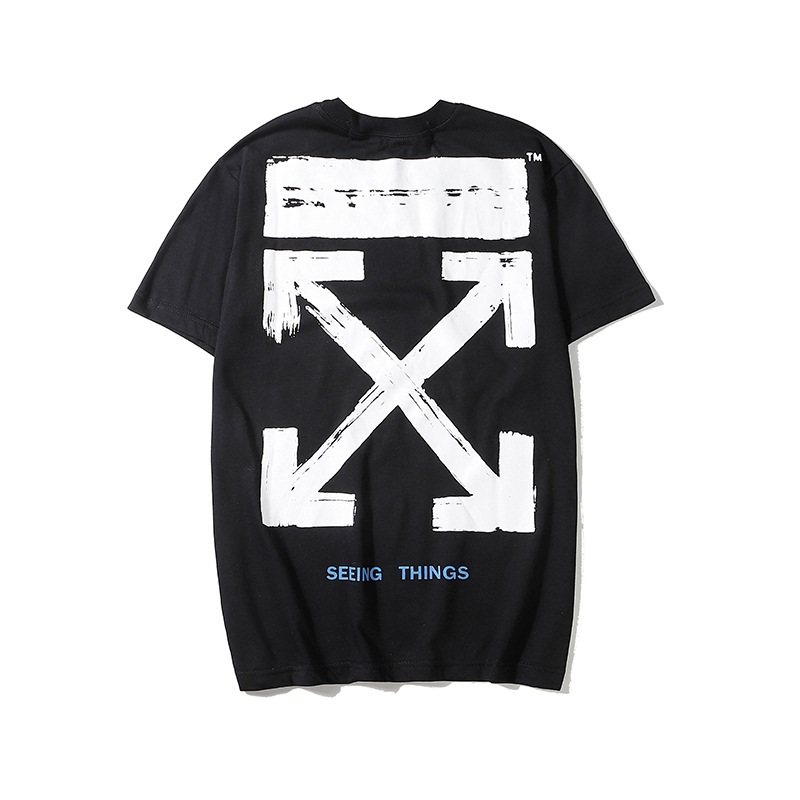 潮牌offwhite素描箭头圆领半袖夏季情侣装t恤打底衫学生ow短袖男