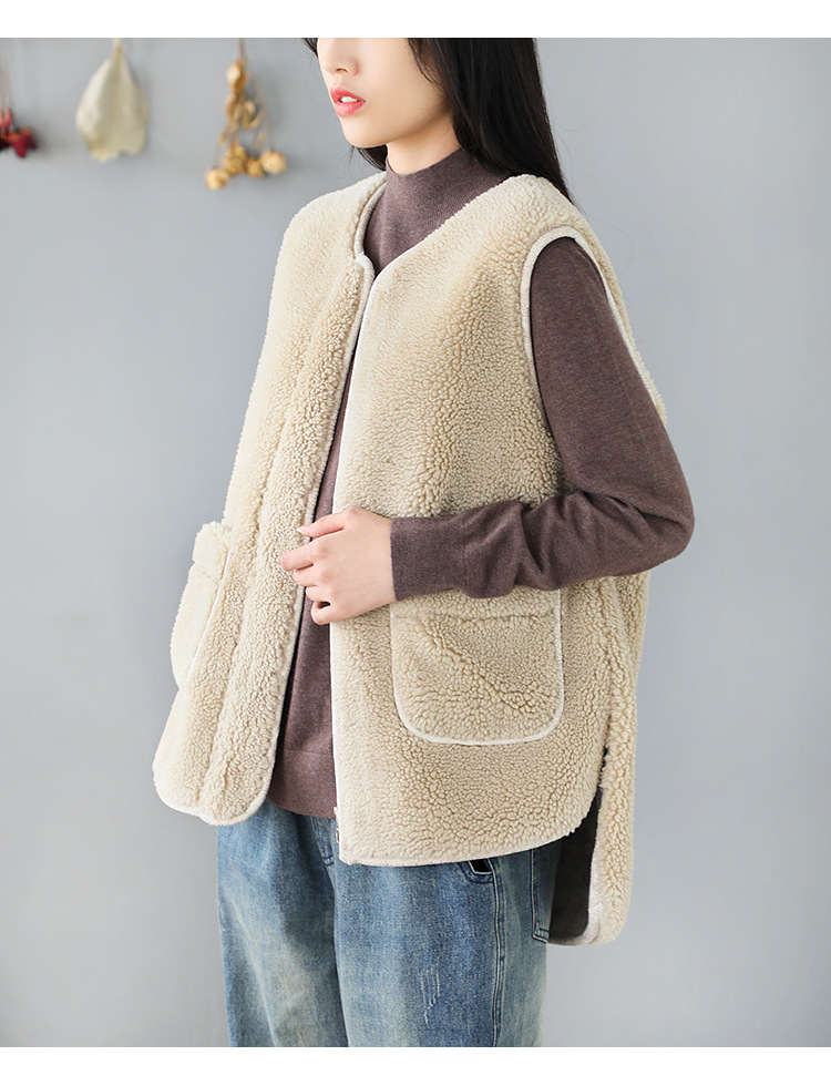 高档加厚源祥2020秋冬新款羊羔绒马甲女宽松休闲韩版文艺休闲上衣