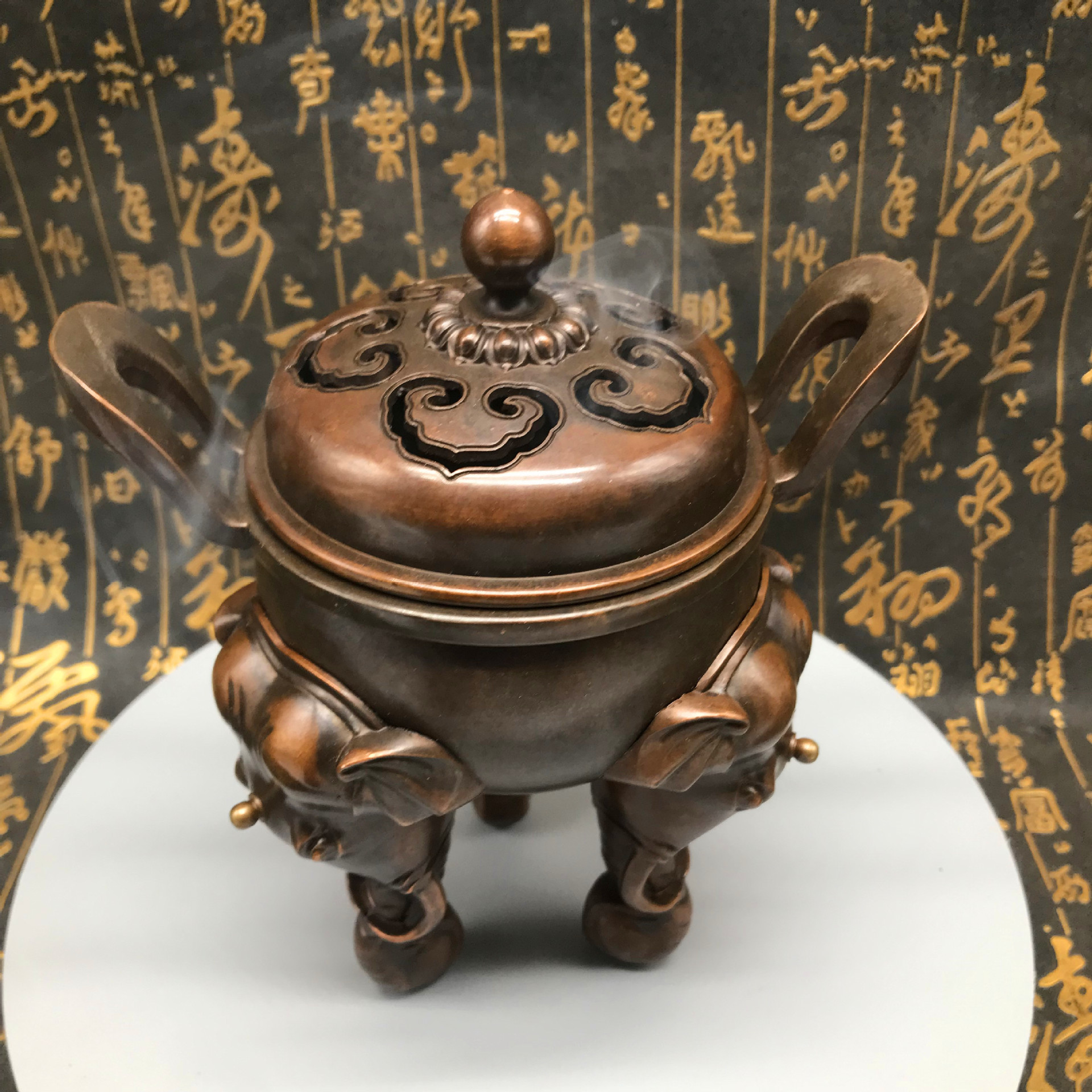 纯铜大象熏炉炉大明宣德炉盘香炉供佛线香非陈巧生铜香炉熏香炉