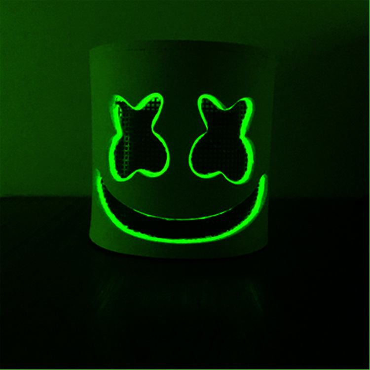 marshmello头套百大dj棉花糖头盔荧光面具音乐节酒吧发光气氛道具