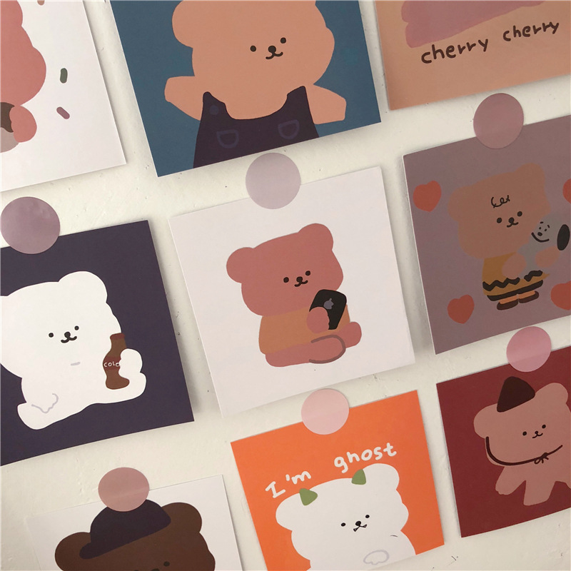 韩国超萌软糖小熊手账卡片 ins风可爱卡通卧室墙面装饰 摆拍道具
